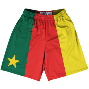 Cameroon Country Flag Lacrosse Shorts Made In USA - Cameroon Flag Color