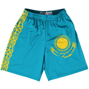 Kazakhstan Country Flag Lacrosse Shorts Made In USA - Kazakhstan Flag Color