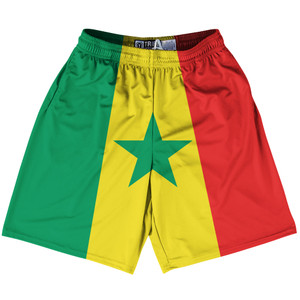 Senegal Country Flag Lacrosse Shorts Made In USA - Senegal Flag Color