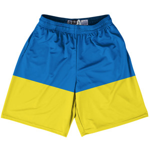 Ukraine Country Flag Lacrosse Shorts Made In USA - Ukraine Flag Color
