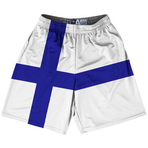 Finland Country Flag Lacrosse Shorts Made In USA - Finland Flag Color