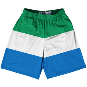 Sierra Leone Country Flag Lacrosse Shorts Made In USA - Sierra Leone Flag Color