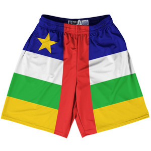 Central African Republic Country Flag Lacrosse Shorts Made In USA - Central African Republic Flag Color