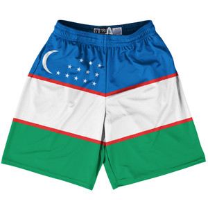 Uzbekistan Country Flag Lacrosse Shorts Made In USA - Uzbekistan Flag Color