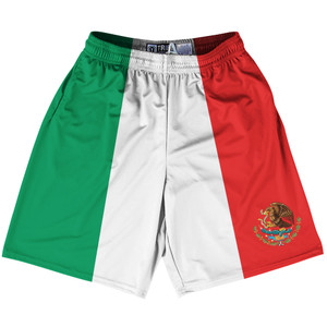 Mexico Country Flag Lacrosse Shorts Made In USA - Mexico Flag Color