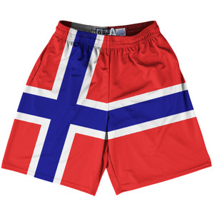 Norway Country Flag Lacrosse Shorts Made In USA - Norway Flag Color