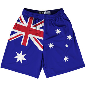 Australia Country Flag Lacrosse Shorts Made In USA - Australia Flag Color