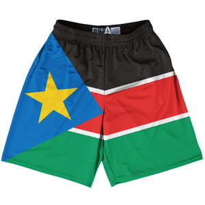 South Sudan Country Flag Lacrosse Shorts Made In USA - South Sudan Flag Color