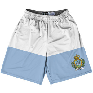 San Marino Country Flag Lacrosse Shorts Made In USA - San Marino Flag Color