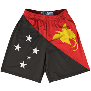 Papua New Guinea Country Flag Lacrosse Shorts Made In USA - Papua New Guinea Flag Color