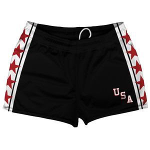 USA Miracle Black Shorty Short Gym Shorts 2.5" Inseam - Black