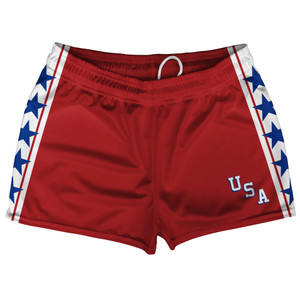 USA Miracle Red Shorty Short Gym Shorts 2.5" Inseam - Red