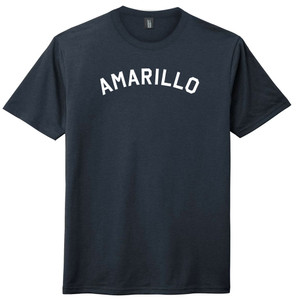 Amarillo Text White Font Mens Tri-Blend DTG T-shirt - Navy Blue Solid
