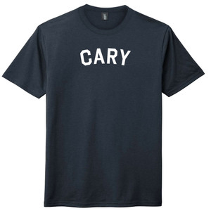 Cary Text White Font Mens Tri-Blend DTG T-shirt - Navy Blue Solid