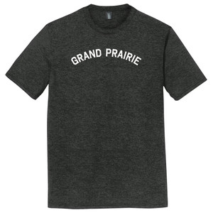 Grand Prairie Text White Font Mens Tri-Blend DTG T-shirt - Black Heather