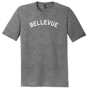 Bellevue Text White Font Mens Tri-Blend DTG T-shirt - Grey Heather