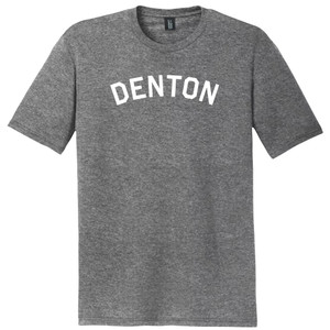 Denton Text White Font Mens Tri-Blend DTG T-shirt - Grey Heather