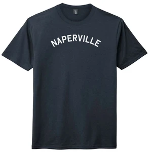 Naperville Text White Font Mens Tri-Blend DTG T-shirt - Navy Blue Solid