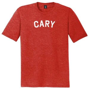 Cary Text White Font Mens Tri-Blend DTG T-shirt - Red Heather