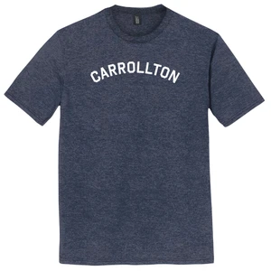 Carrollton Text White Font Mens Tri-Blend DTG T-shirt - Navy Blue Heather
