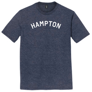 Hampton Text White Font Mens Tri-Blend DTG T-shirt - Navy Blue Heather