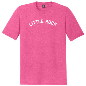 Little Rock Text White Font Mens Tri-Blend DTG T-shirt - Fuchsia Heather