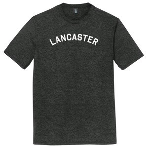 Lancaster Text White Font Mens Tri-Blend DTG T-shirt - Black Heather