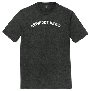 Newport News Text White Font Mens Tri-Blend DTG T-shirt - Black Heather