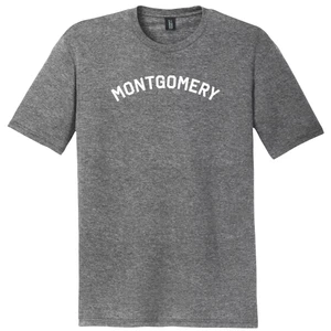 Montgomery Text White Font Mens Tri-Blend DTG T-shirt - Grey Heather