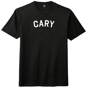 Cary Text White Font Mens Tri-Blend DTG T-shirt - Black Solid