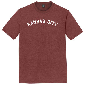 Kansas City Text White Font Mens Mens Tri-Blend DTG T-shirt - Maroon Heather
