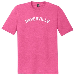 Naperville Text White Font Mens Tri-Blend DTG T-shirt - Fuchsia Heather