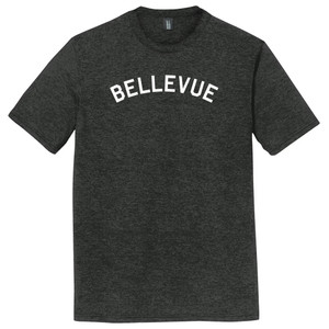 Bellevue Text White Font Mens Tri-Blend DTG T-shirt - Black Heather