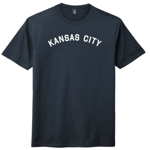 Kansas City Text White Font Mens Mens Tri-Blend DTG T-shirt - Navy Blue Solid