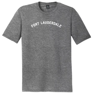 Fort Lauderdale Text White Font Mens Tri-Blend DTG T-shirt - Grey Heather