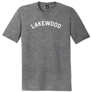 Lakewood Text White Font Mens Tri-Blend DTG T-shirt - Grey Heather