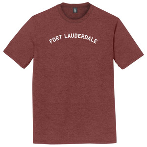 Fort Lauderdale Text White Font Mens Tri-Blend DTG T-shirt - Maroon Heather