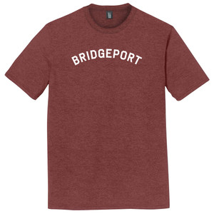Bridgeport Text White Font Mens Tri-Blend DTG T-shirt - Maroon Heather