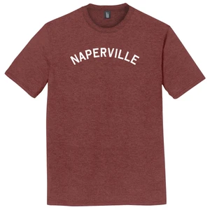 Naperville Text White Font Mens Tri-Blend DTG T-shirt - Maroon Heather