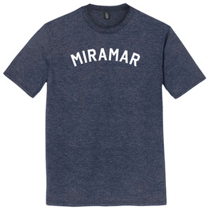 Miramar Text White Font Mens Tri-Blend DTG T-shirt - Navy Blue Heather
