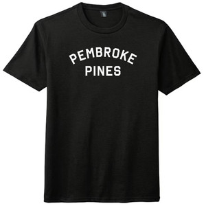 Pembroke Pines Text White Font Mens Tri-Blend DTG T-shirt - Black Solid
