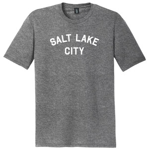 Salt Lake City Text White Font Mens Tri-Blend DTG T-shirt - Grey Heather