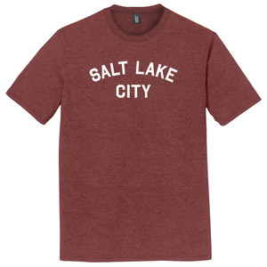 Salt Lake City Text White Font Mens Tri-Blend DTG T-shirt - Maroon Heather