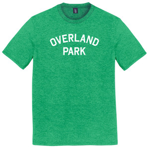 Overland Park Text White Font Mens Tri-Blend DTG T-shirt - Green Kelly