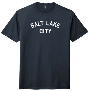 Salt Lake City Text White Font Mens Tri-Blend DTG T-shirt - Navy Blue Solid