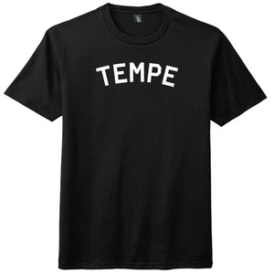 Tempe Text White Font Mens Tri-Blend DTG T-shirt - Black Solid