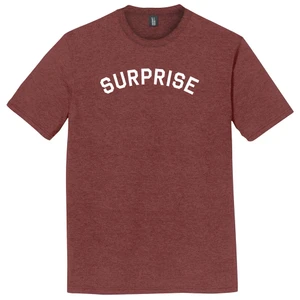 Surprise Text White Font Mens Tri-Blend DTG T-shirt - Maroon Heather