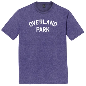 Overland Park Text White Font Mens Tri-Blend DTG T-shirt - Purple Heather