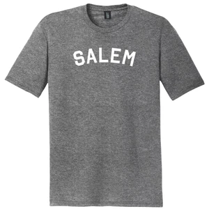 Salem Text White Font Mens Tri-Blend DTG T-shirt - Grey Heather