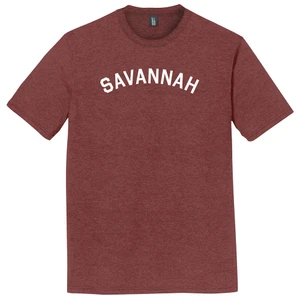 Savannah Text White Font Mens Tri-Blend DTG T-shirt - Maroon Heather